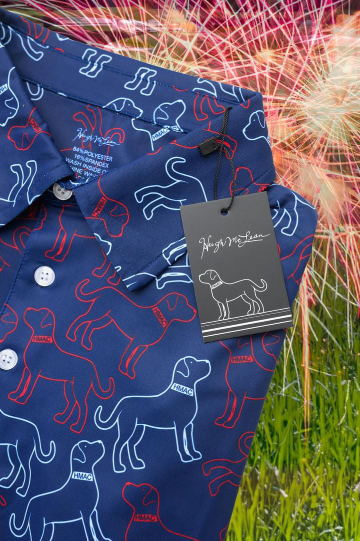 Modern Performance Polo Shirt | Stylish Dog Print Polo | Hugh McLean