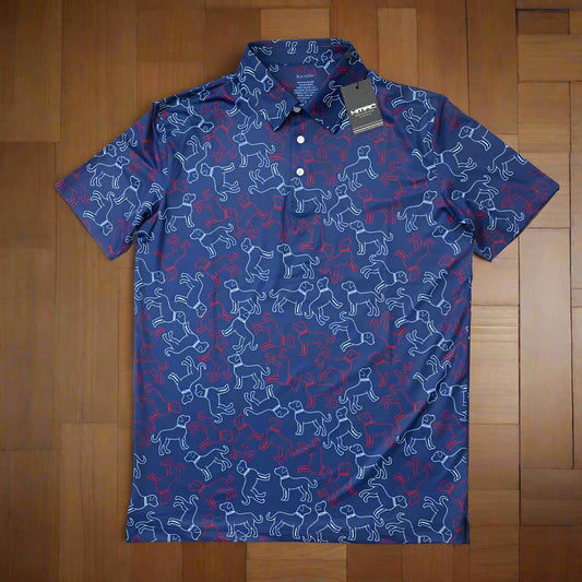 Modern Performance Polo Shirt | Stylish Dog Print Polo | Hugh McLean